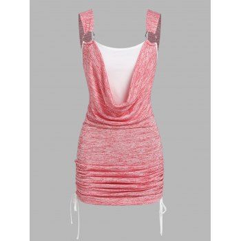 

Draped Space Dye O Ring Cinched Ruched Mini Dress, Light pink