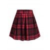 Plaid Pleated Detail Mini Skirt - RED XL