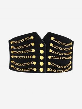 Layered Chains Suede Elastic Corset Belt