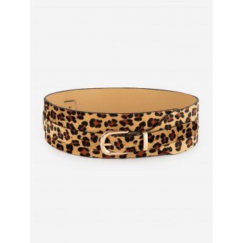 

Leopard Pattern Pin Buckle Wide Belt, Black