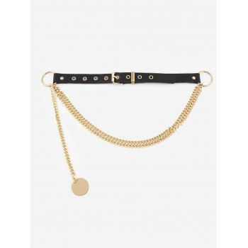 

Layers Chain Splicing Pendant Buckle Belt, Golden