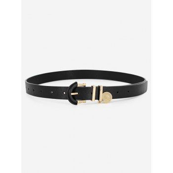 

Retro Pendant Double Ring Buckle Belt, Black
