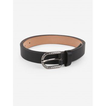 

Engraved Flower Pin Buckle Belt, Black