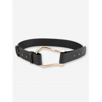 

Irregular Buckle PU Leather Dress Belt, Black