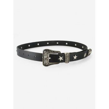 

Star Rivet Embellished Buckle Belt, Black