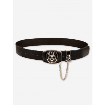 

Retro Chains Skull Pattern Buckle Belt, Black