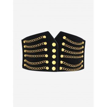 

Layered Chains Suede Elastic Corset Belt, Black