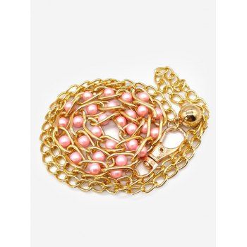 

Bead Embellished Waist Chain Belt, Pink