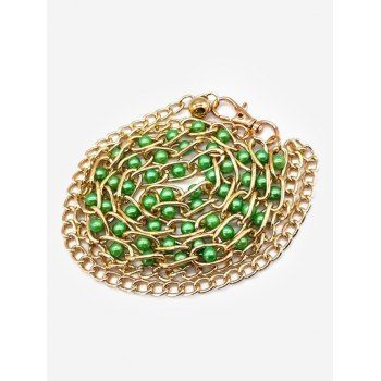 

Bead Embellished Waist Chain Belt, Green