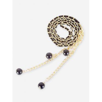 

Faux Pearl Pendants Dress Skinny Waist Chain, Black