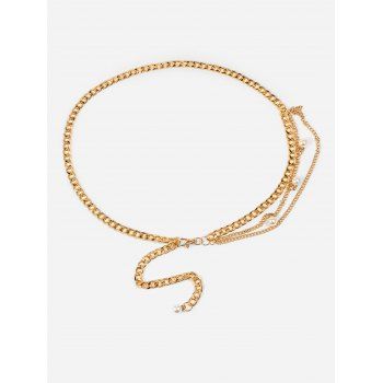 

Faux Pearl Embellished Layered Chain Belt, Golden