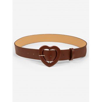 

Heart Shape Pin Buckle Retro Belt, Deep coffee