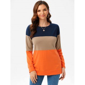 

Colorblock Drop Shoulder Slit Side Sweatshirt, Orange