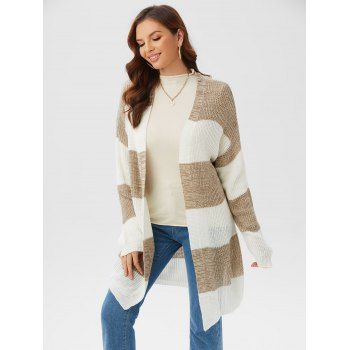 

Colorblock Longline Cardigan, Light coffee