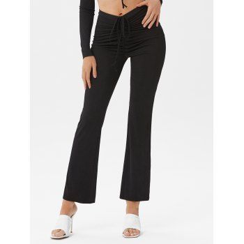 

Cinched Crop Top and High Waisted Pants Set, Black