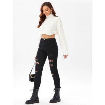 Kaufen Leopard Insert Distressed Skinny Jeans. Bild