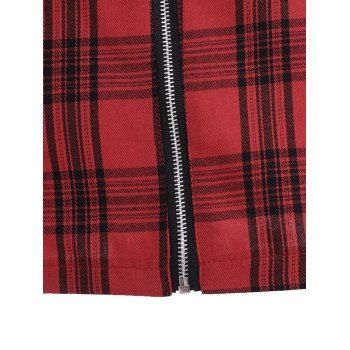 Front Zip Plaid Mini Skirt