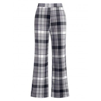 

Plaid High Waisted Wide Leg Pants, Black