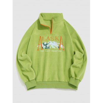 

Letter Landscape Embroidery Polar Fleece Sweatshirt, Light green