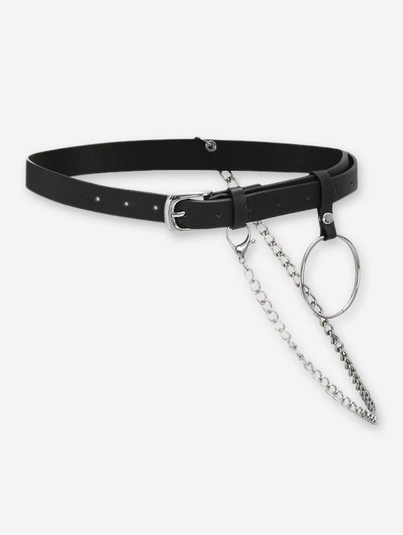Ceinture Bouclée à Chaîne avec Pendentif en Jean - Noir 