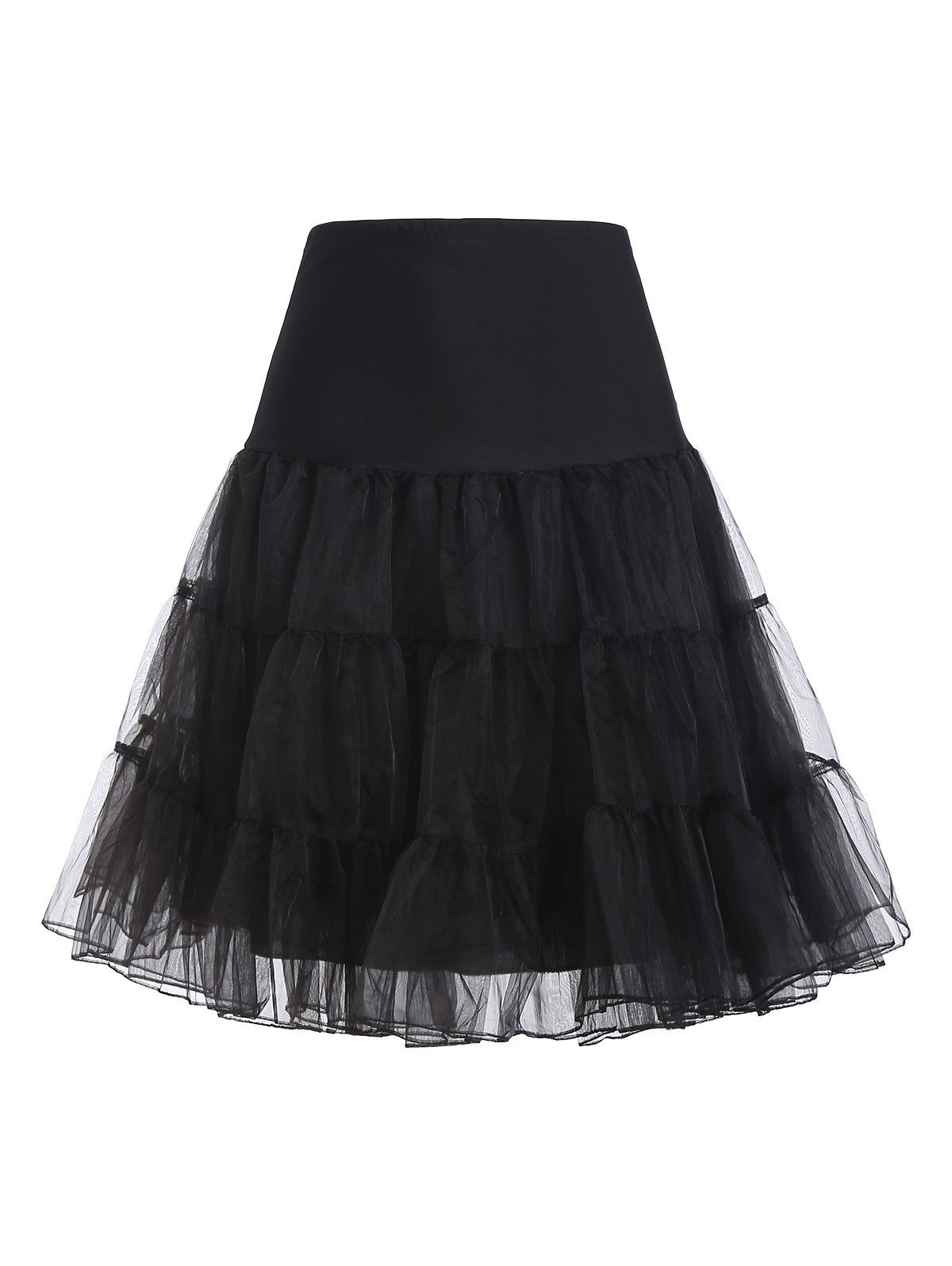 Organza Layered Skirt - BLACK S