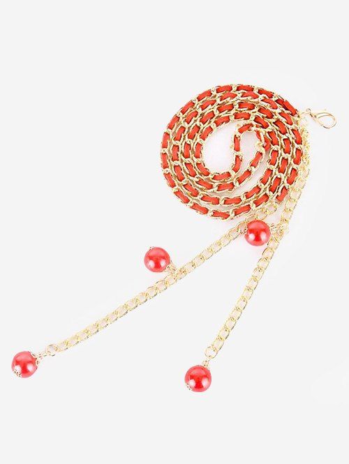 Chaîne de Taille Fausse Perle Pendante - Rouge 