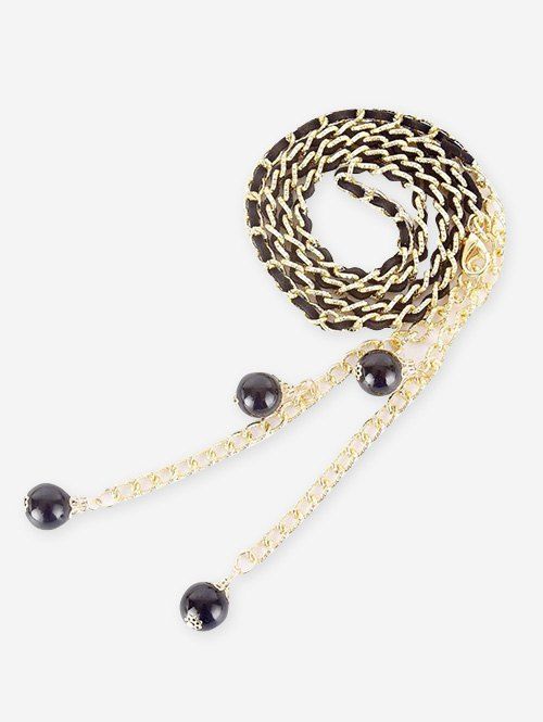 Chaîne de Taille Fausse Perle Pendante - Noir 