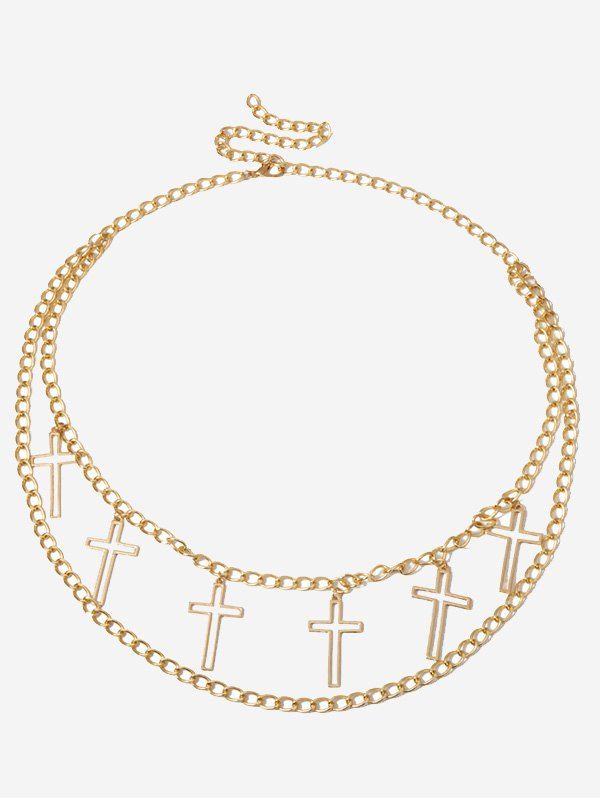 Hollow Out Cross Layered Belly Chain - GOLDEN 