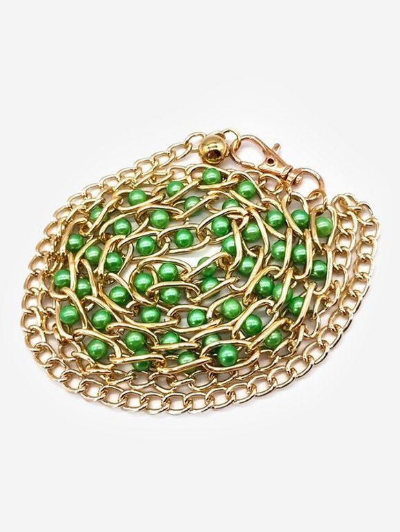 Ceinture Chaîne Embellie de Perle - Vert 