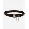 Ceinture avec Boucle en Chaîne Motif Crâne Style Rétro - Noir 