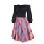 Ruffle Off Shoulder Bowknot Plaid Dress - multicolor M