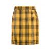 Front Zip Plaid Mini Skirt - YELLOW XL