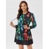 Galaxy Starry Print Hooded Lace Up Dress - multicolor S