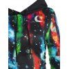 Allover Galaxy Starry Print Lace Up Drawstring Hooded A Line Dress - multicolor L