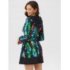 Allover Galaxy Starry Print Lace Up Drawstring Hooded A Line Dress - multicolor XL
