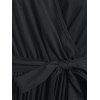 Split Tie Sleeve Midi Surplice Dress - BLACK L