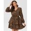 Robe Superposée Léopard à Col V - café M