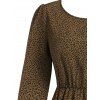 Leopard Print Tiered Mini Dress - COFFEE M