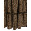Leopard Print Tiered Mini Dress - COFFEE XL
