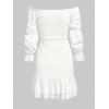 Off The Shoulder Ruched Sheath Dress - WHITE L