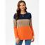 Sweat-shirt en Blocs de Couleurs à Goutte Epaule à Fente Latérale - Orange XXL