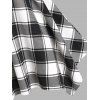 Galaxy Plaid Print Cold Shoulder Half Zip Handkerchief Dress - BLACK XXL