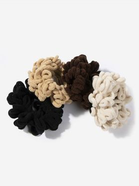 4 Pcs Fleece Solid Scrunchie Set