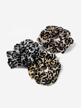 3 Pcs Printed Leopard Scrunchie Set