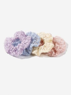 4 Pcs Mesh Flower Elastic Scrunchie Set