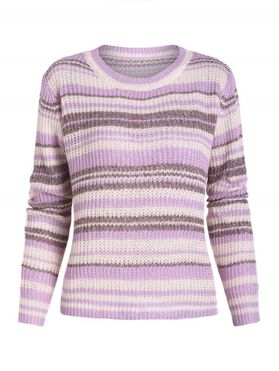 Contrast Stripes Ribbed Pullover Sweater