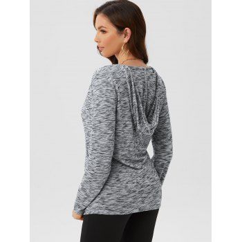 Hooded Space Dye Print Surplice Twofer T-shirt 