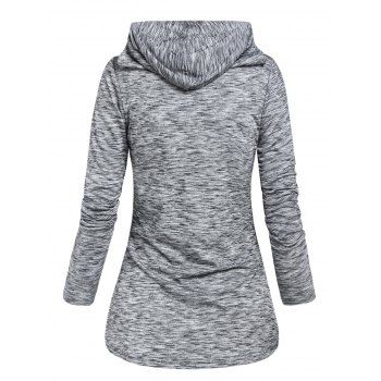 Hooded Space Dye Print Surplice Twofer T-shirt 