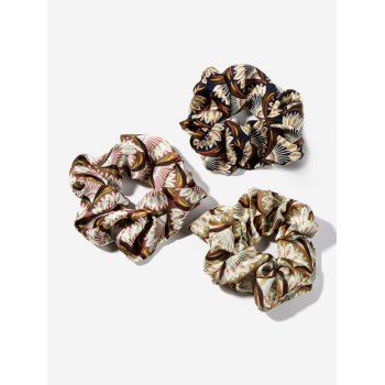 

3 Pcs Leaf Print Elastic Scrunchie Set, Multicolor c