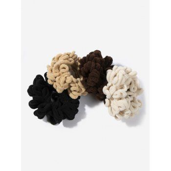 

4 Pcs Fleece Solid Scrunchie Set, Multicolor f